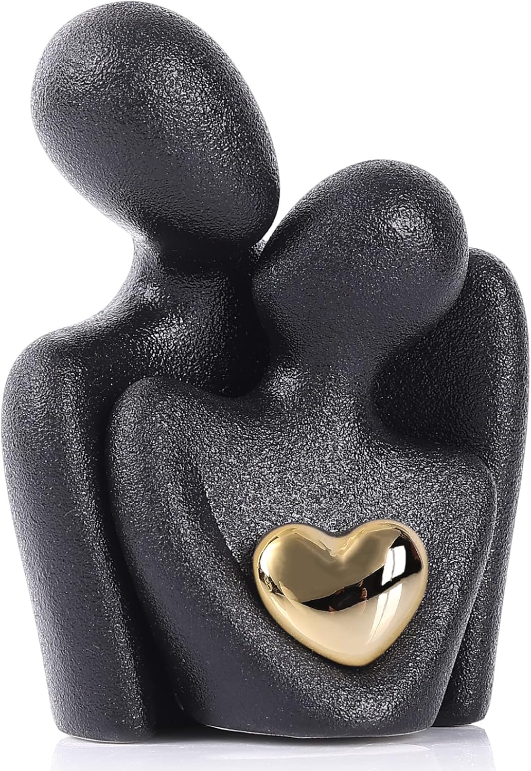 Mini Couples Statue - Ceramic Romantic Pair in Love Figurines for Bedroom Decor, TV Cabinet, Wedding Valentine's Gift, Small Knick Knacks Home Shelf (4.7 inch Black) 12 cm inch) Black - Image 1