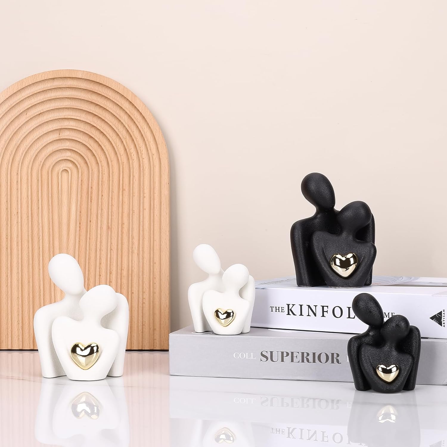 Mini Couples Statue - Ceramic Romantic Pair in Love Figurines for Bedroom Decor, TV Cabinet, Wedding Valentine's Gift, Small Knick Knacks Home Shelf (4.7 inch Black) 12 cm inch) Black - Image 6