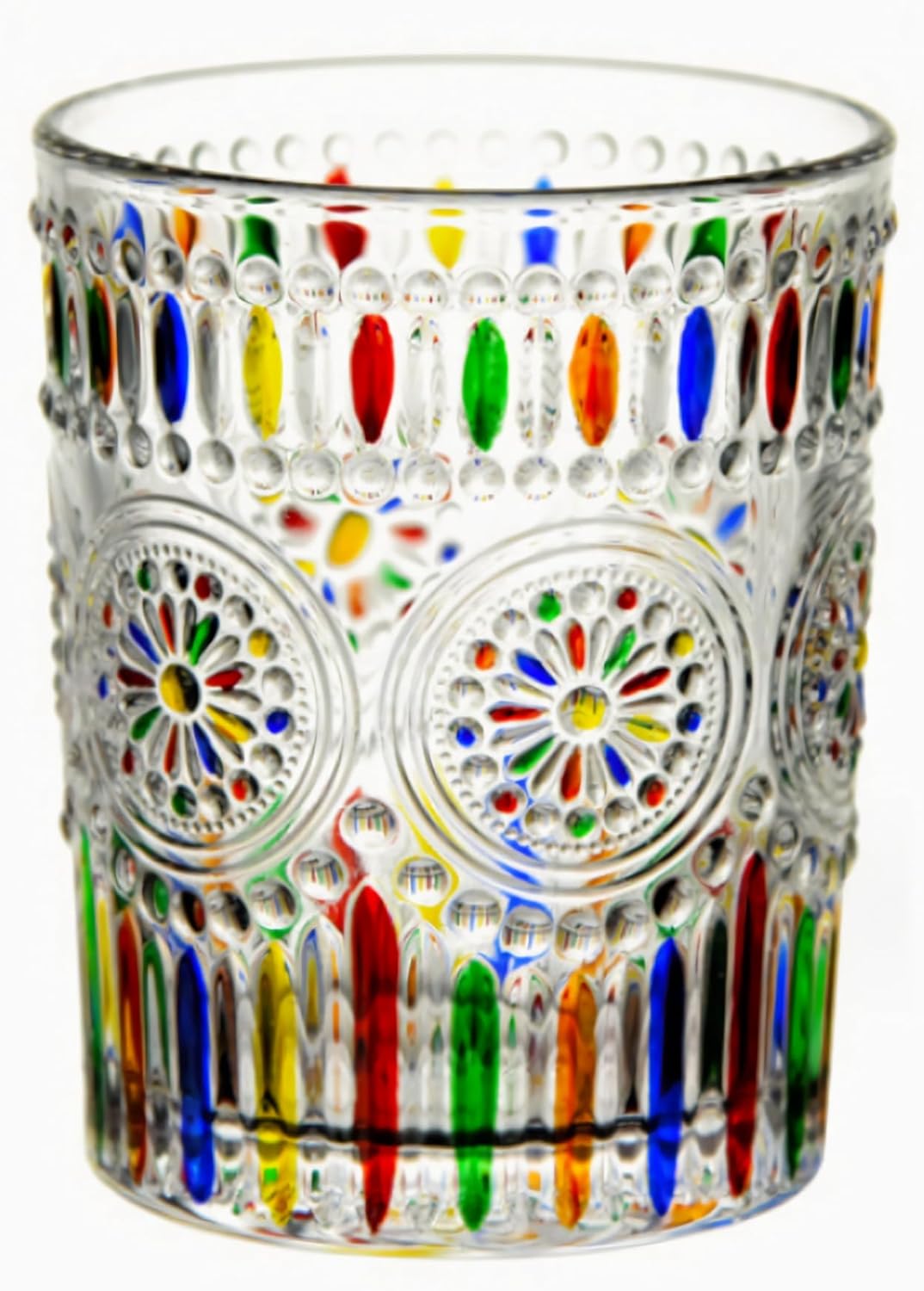 Petluno Hand Painted Stained Glass Whiskey Tumblers, Lead-Free Crystal Colorful Wine Glasses Old Fashioned for Drinking Bourbon, Scotch Whisky, Cocktails, Cognac - Father's Day Gift (Rainbow) - Image 1