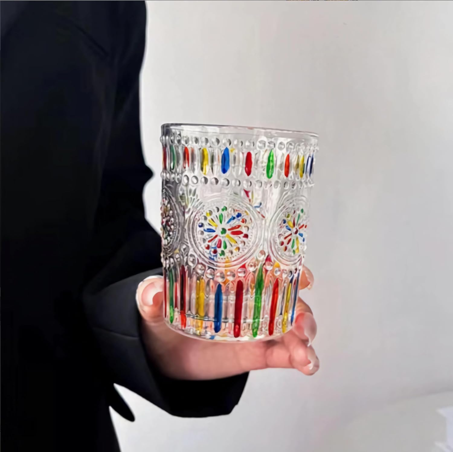 Petluno Hand Painted Stained Glass Whiskey Tumblers, Lead-Free Crystal Colorful Wine Glasses Old Fashioned for Drinking Bourbon, Scotch Whisky, Cocktails, Cognac - Father's Day Gift (Rainbow) - Image 6