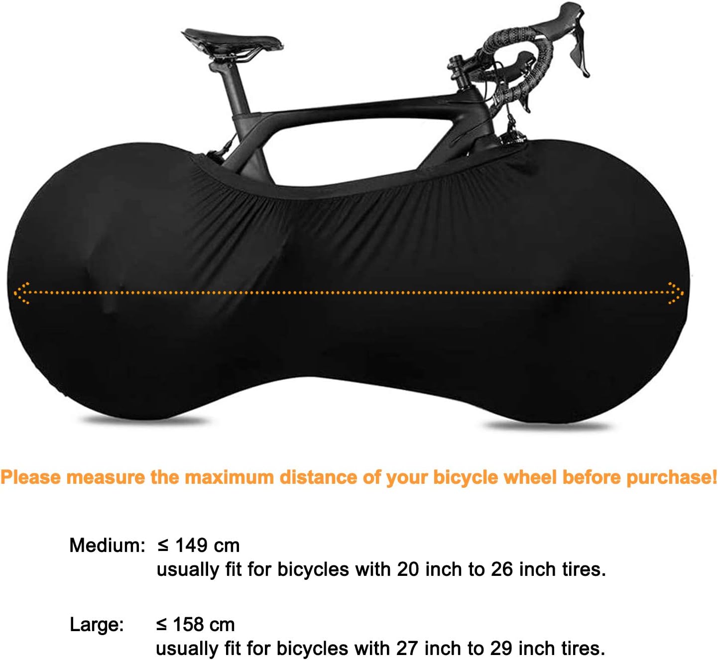 Bike Wheel Cover Indoor Dust-Proof and High Elasticity Bicycle Bag Black Large - Image 3