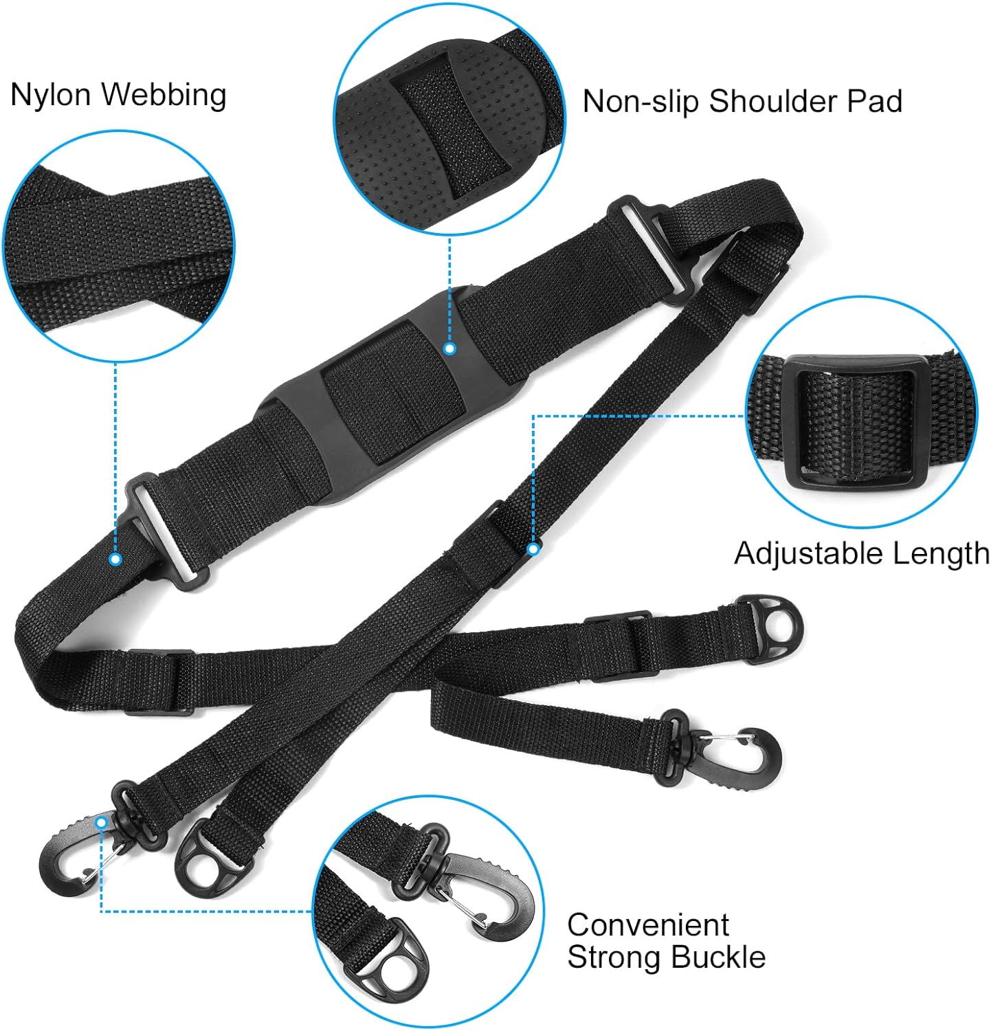 Petluno Accessories for electric scooters, compatible with Xiaomi M365/1S/Pro, scooter carry bag/child handle/ hooks/cable conduit protection/reflective set/shoulder strap/handlebar # 3 Straps - Image 4