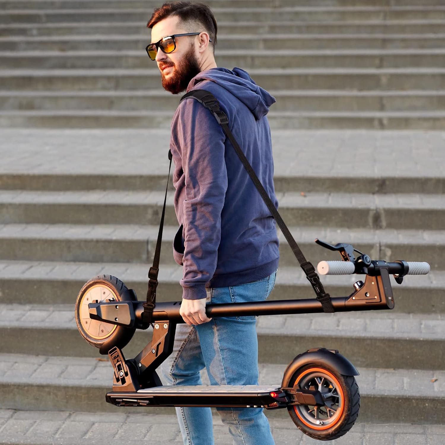 Petluno Accessories for electric scooters, compatible with Xiaomi M365/1S/Pro, scooter carry bag/child handle/ hooks/cable conduit protection/reflective set/shoulder strap/handlebar # 3 Straps - Image 7