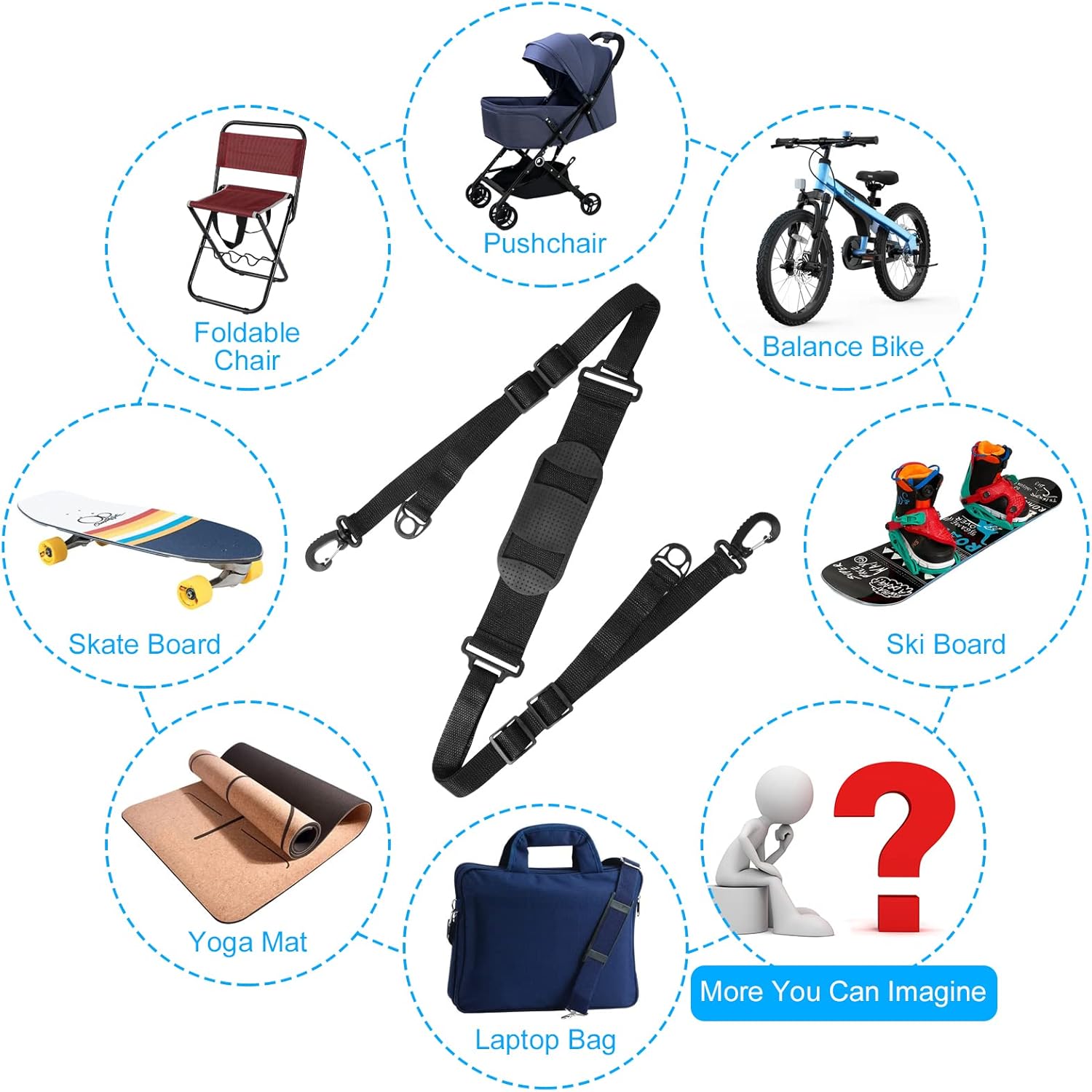 Petluno Accessories for electric scooters, compatible with Xiaomi M365/1S/Pro, scooter carry bag/child handle/ hooks/cable conduit protection/reflective set/shoulder strap/handlebar # 3 Straps - Image 8