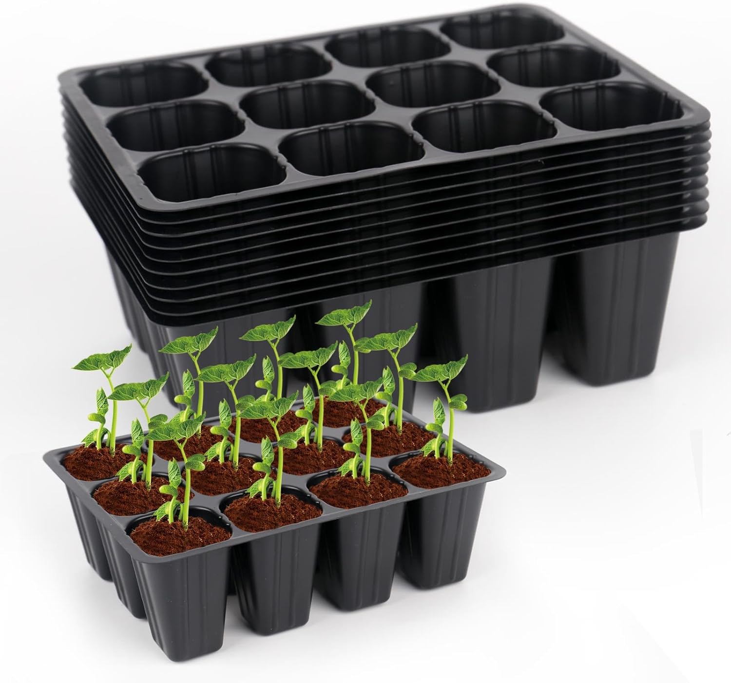 120 cell seedling starter tablets reusable, mini propagator, greenhouse growing kit, plant growing trays for indoor greenhouse plastic germination trays nurseries, growing - Image 1
