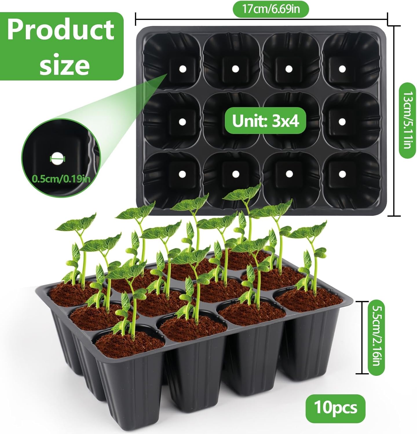 120 cell seedling starter tablets reusable, mini propagator, greenhouse growing kit, plant growing trays for indoor greenhouse plastic germination trays nurseries, growing - Image 2