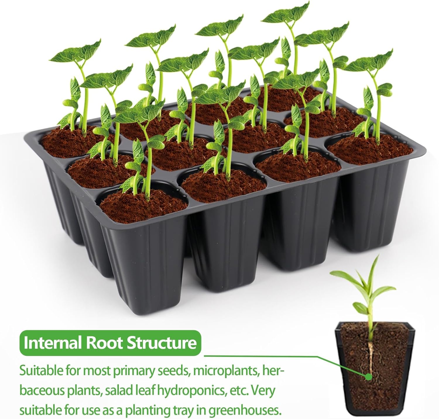 120 cell seedling starter tablets reusable, mini propagator, greenhouse growing kit, plant growing trays for indoor greenhouse plastic germination trays nurseries, growing - Image 4