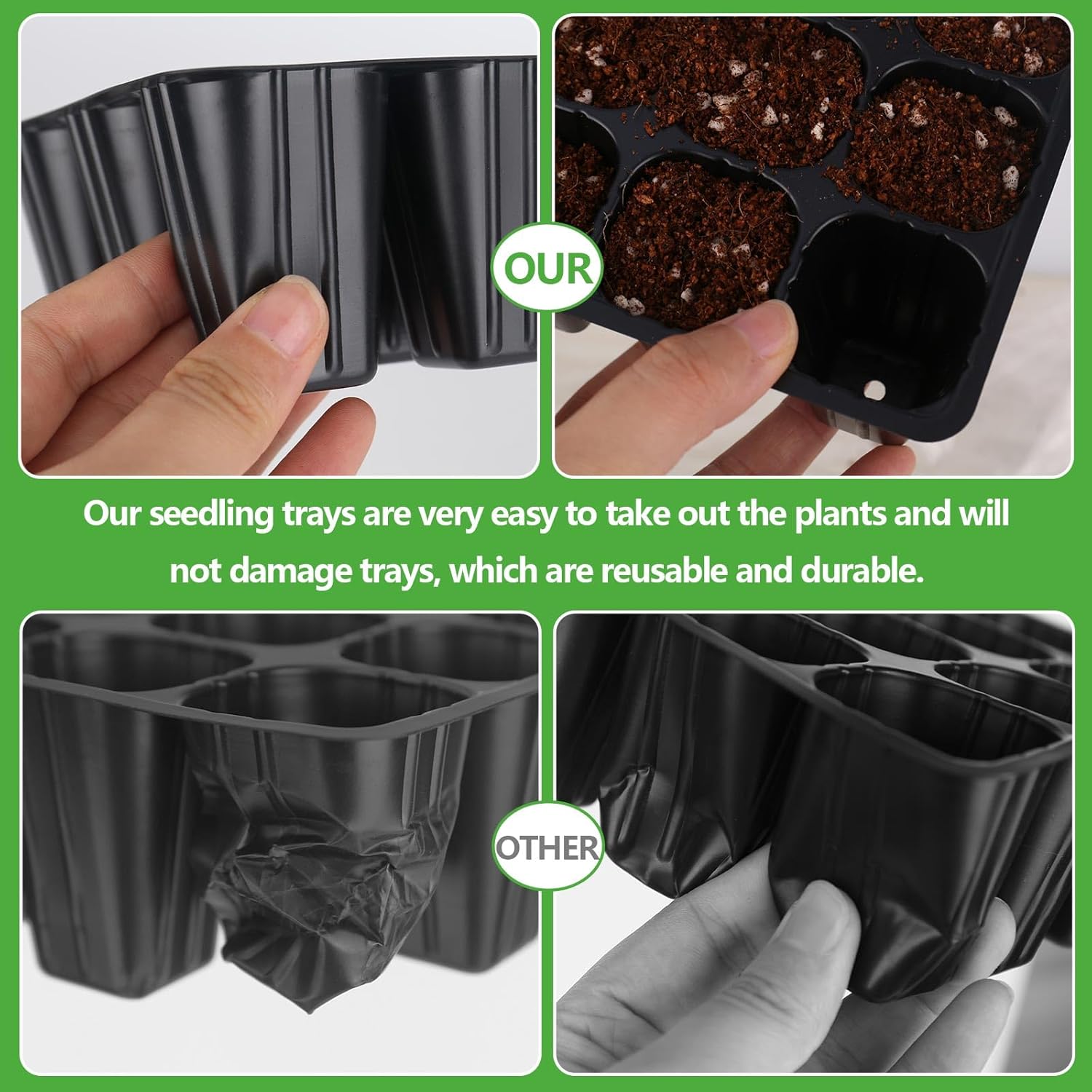 120 cell seedling starter tablets reusable, mini propagator, greenhouse growing kit, plant growing trays for indoor greenhouse plastic germination trays nurseries, growing - Image 5