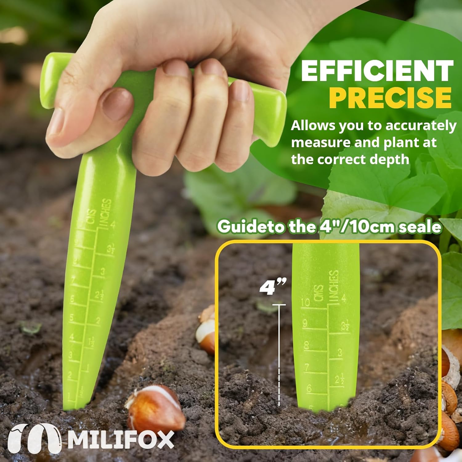 Seed planter tool, 17.5 cm Dibber garden tool, plastic seed dibbler for plants, bulb digger garden planter with handle for sowing seeds, bulbs, digging (light green) Light green - Image 4