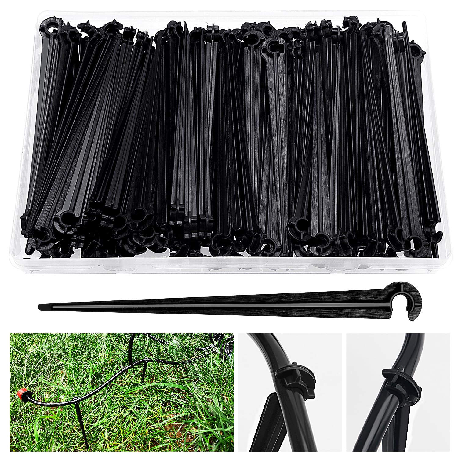 Petluno 100 Pieces Irrigation Dripper Stakes, Dripper Support for Irrigation, for 4/7 mm Hose, Vegetable Gardens, Plants or Flower Beds mm - pieces - Image 1