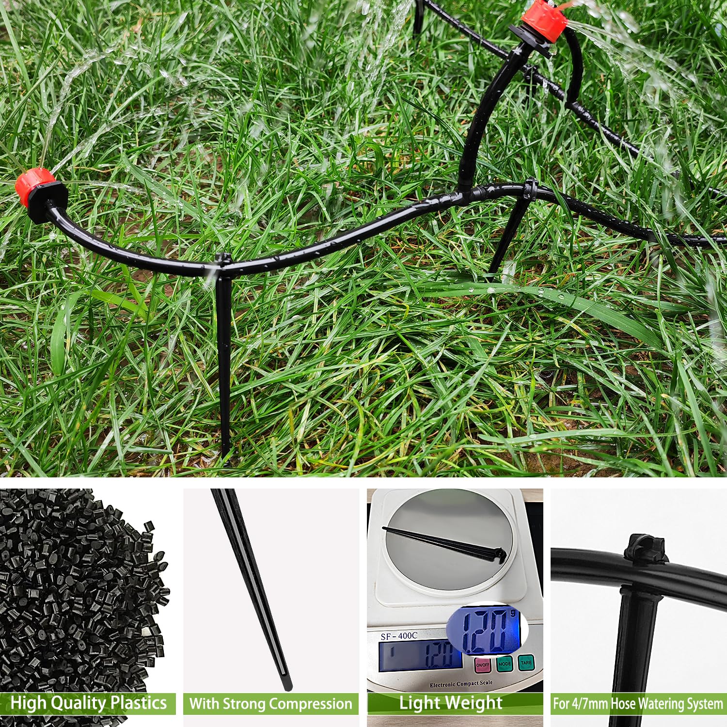 Petluno 100 Pieces Irrigation Dripper Stakes, Dripper Support for Irrigation, for 4/7 mm Hose, Vegetable Gardens, Plants or Flower Beds mm - pieces - Image 3