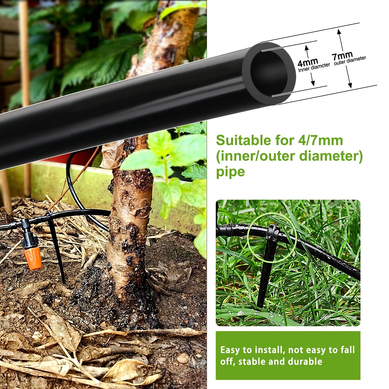 Petluno 100 Pieces Irrigation Dripper Stakes, Dripper Support for Irrigation, for 4/7 mm Hose, Vegetable Gardens, Plants or Flower Beds mm - pieces - Image 4
