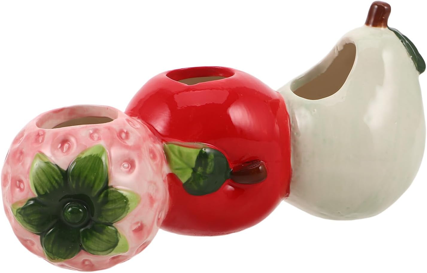 Petluno Ceramic Vase in Strawberry Shape Sturdy Durable Flower Pot for Hydroponic Cuttings Decorative Fruit Vase Kitchen Office Shelf Accents - Image 1