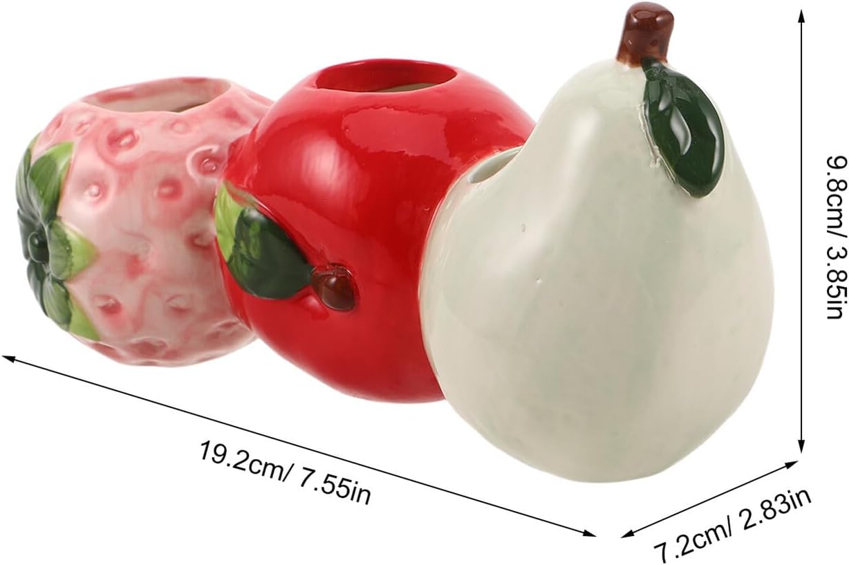 Petluno Ceramic Vase in Strawberry Shape Sturdy Durable Flower Pot for Hydroponic Cuttings Decorative Fruit Vase Kitchen Office Shelf Accents - Image 2