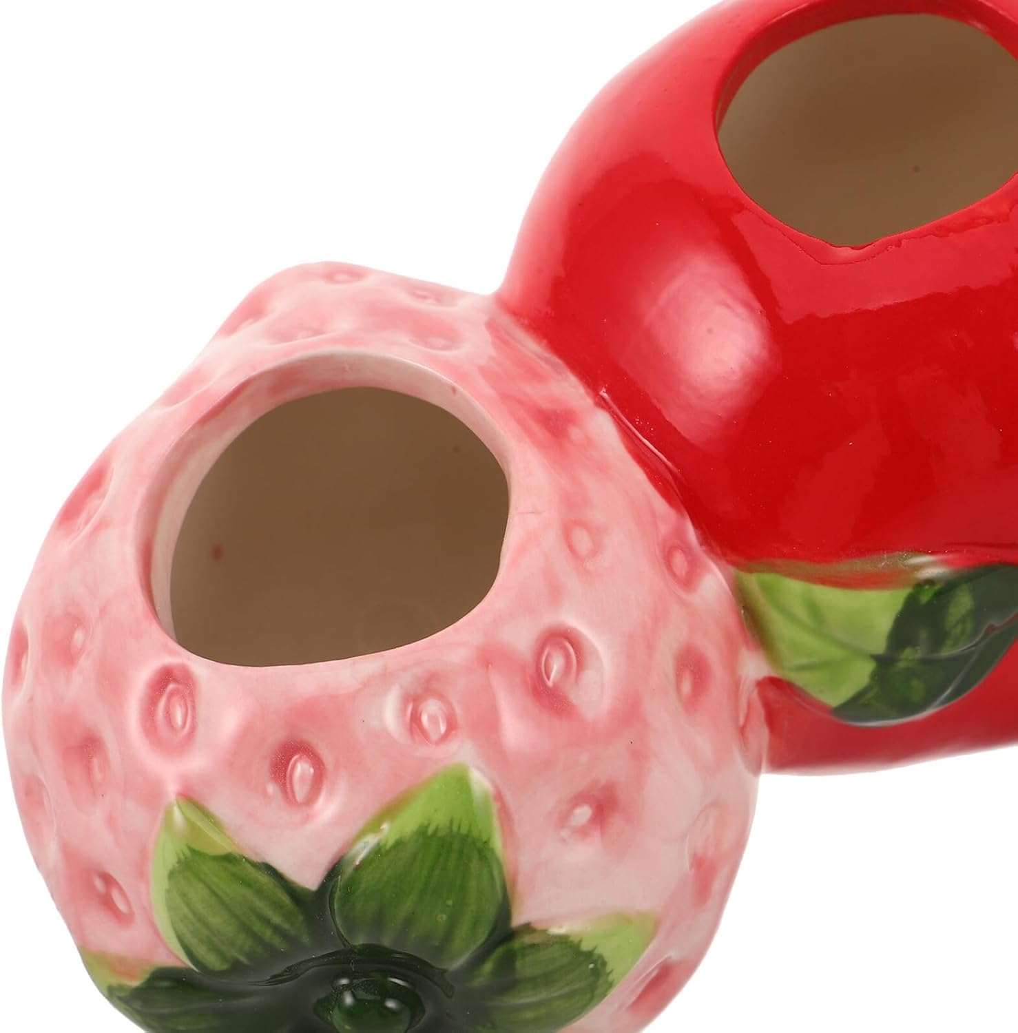 Petluno Ceramic Vase in Strawberry Shape Sturdy Durable Flower Pot for Hydroponic Cuttings Decorative Fruit Vase Kitchen Office Shelf Accents - Image 3