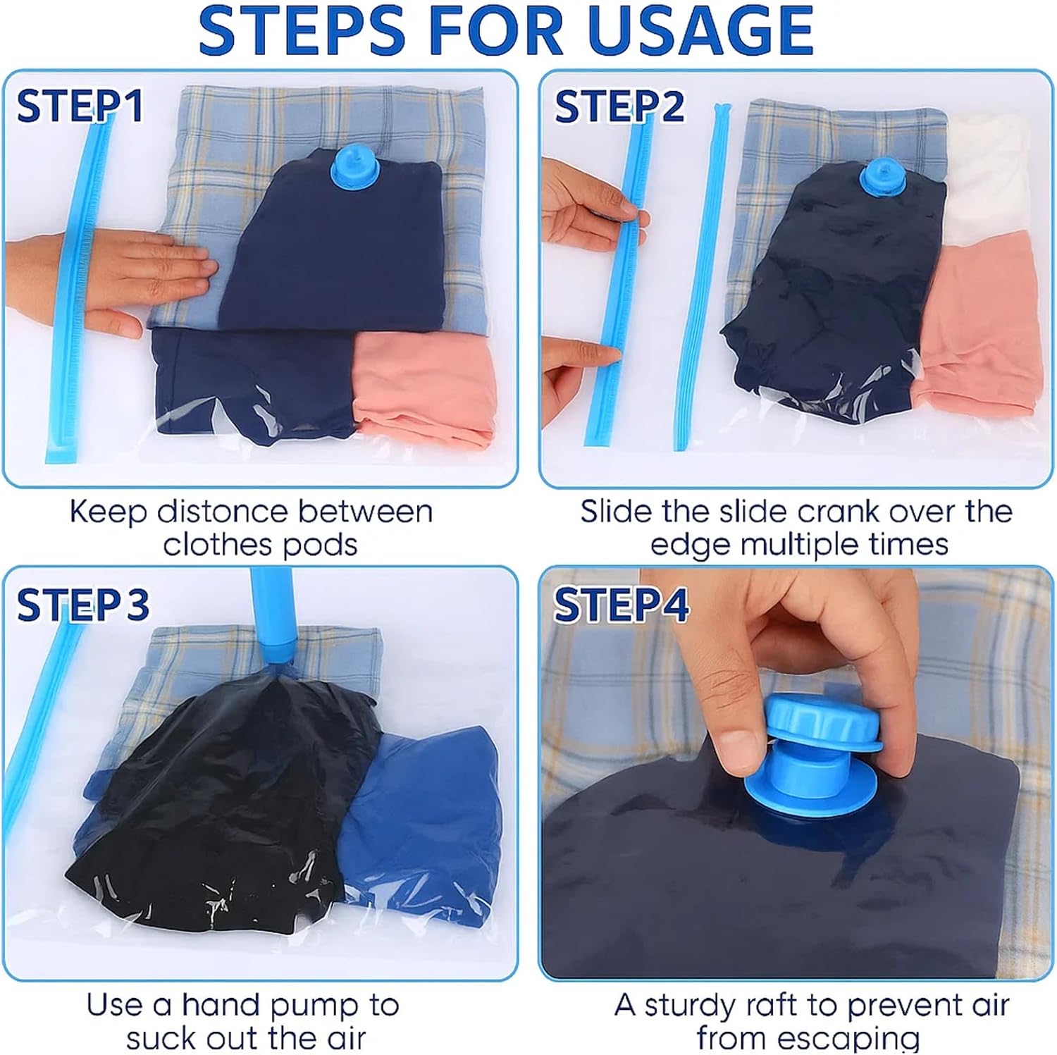 6 pieces vacuum storage bags for clothes, reusable, 40 x 60 cm travel essentials sealer compression bags, space-saving vacuum cube packaging bags, storage jackets, towels - Image 4