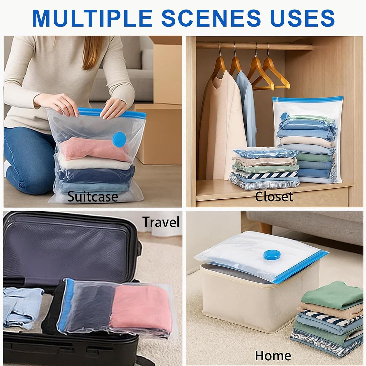 6 pieces vacuum storage bags for clothes, reusable, 40 x 60 cm travel essentials sealer compression bags, space-saving vacuum cube packaging bags, storage jackets, towels - Image 7