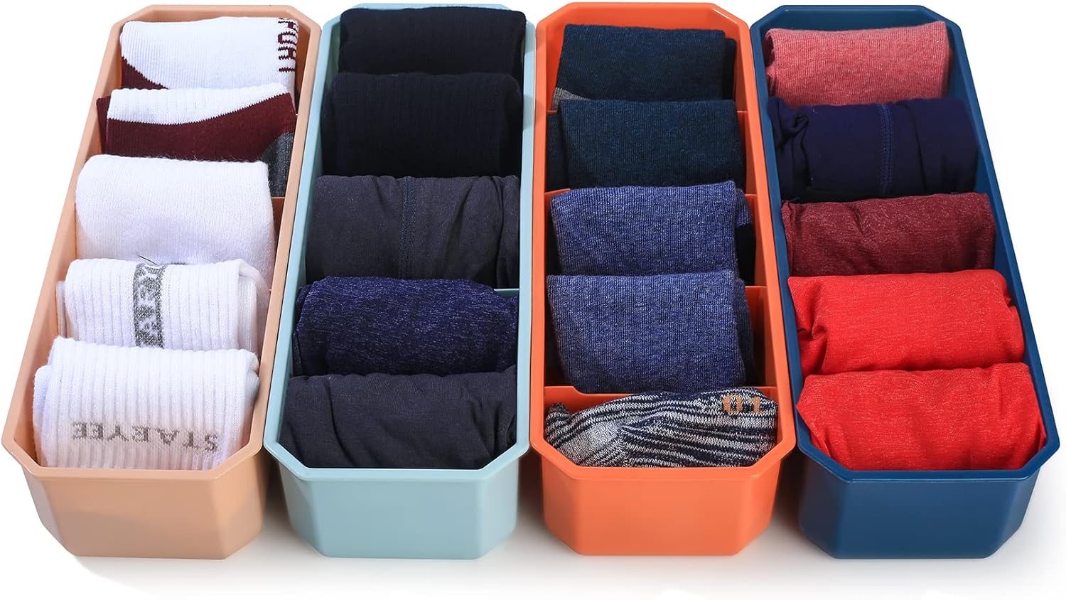 4 pieces of sock and underwear storage boxes, wardrobe organizer, drawer divider for home - Image 1