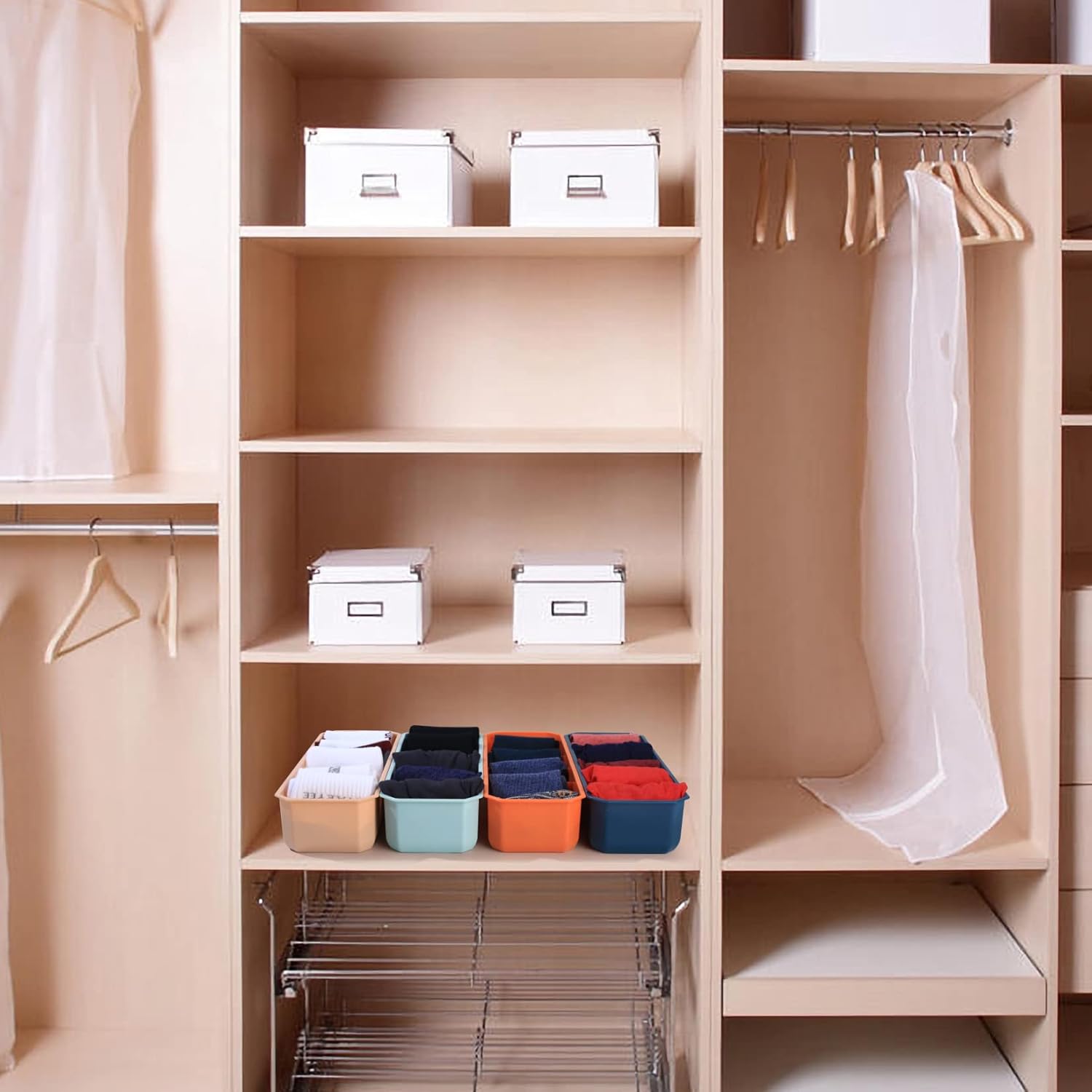 4 pieces of sock and underwear storage boxes, wardrobe organizer, drawer divider for home - Image 7