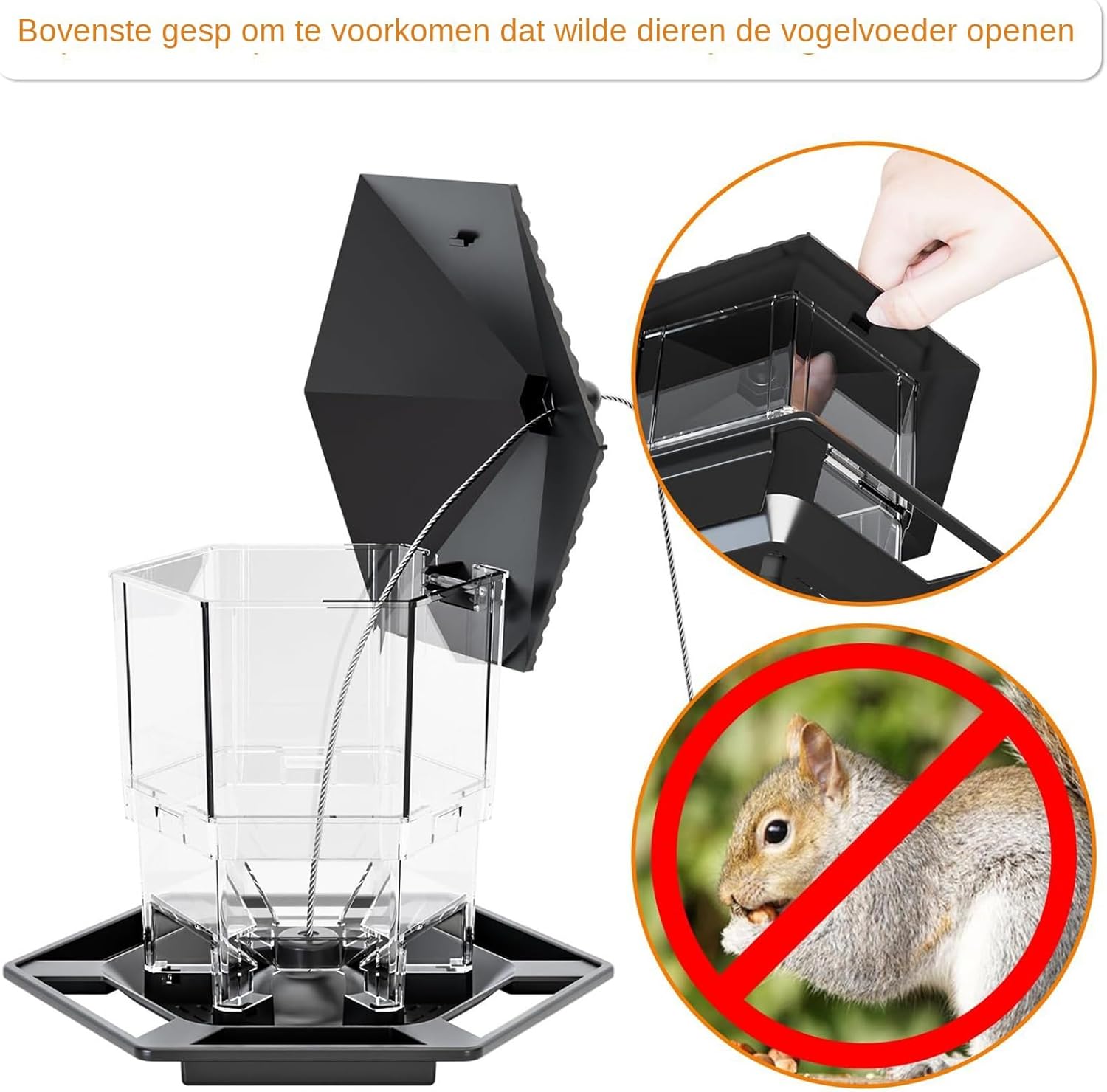 Bird Feeder Houses | Hanging and Refillable Feeding Station Squirrel-Proof Window Bird Feeder Including Landing Perch for Outdoor Garden Birds Wildlife Black - Image 4