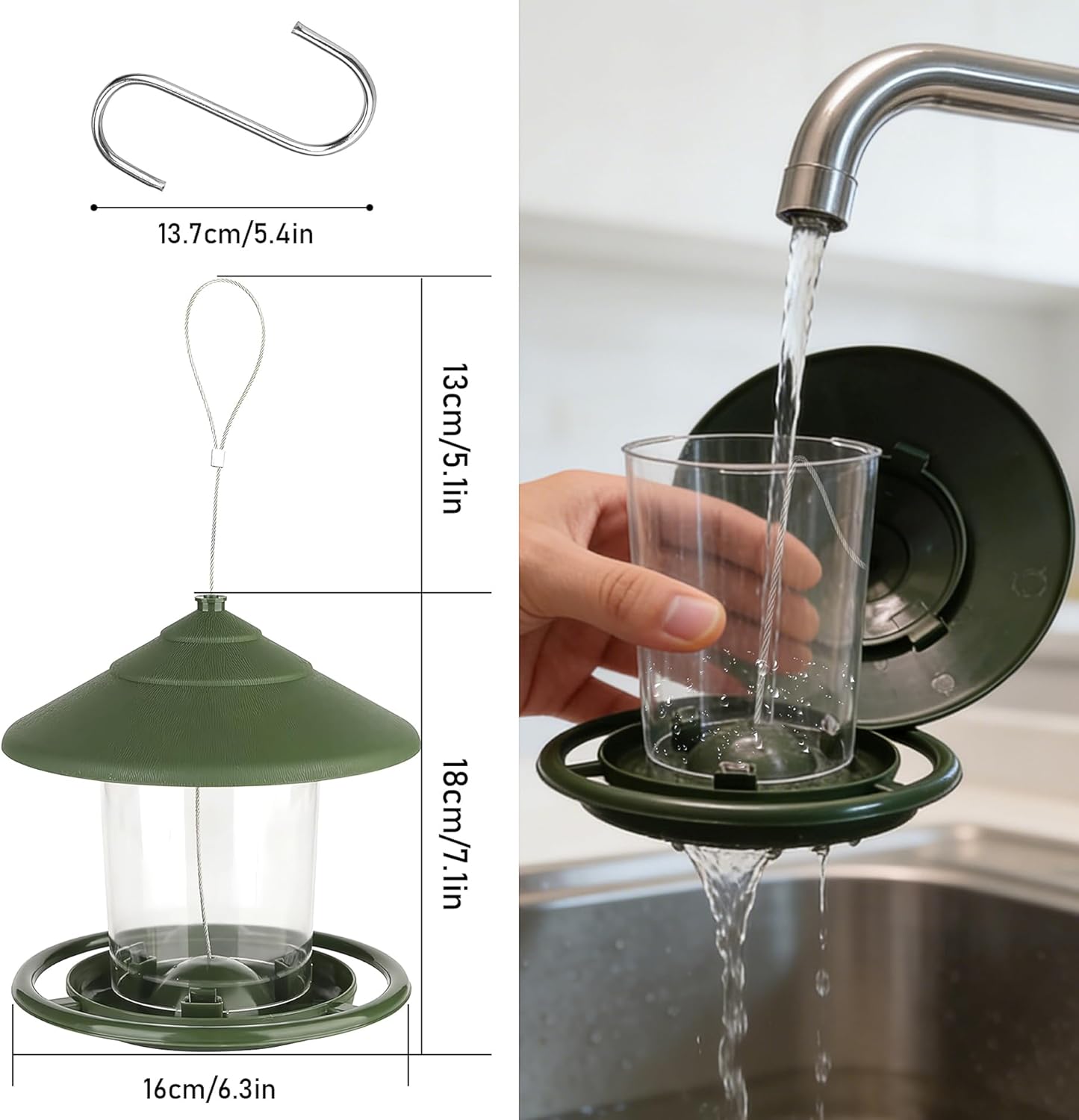 Bird feeder house, hanging food dispenser for wild birds, hanging bird feeding station to hang up, bird house with stand, weatherproof, garden decoration - Image 3