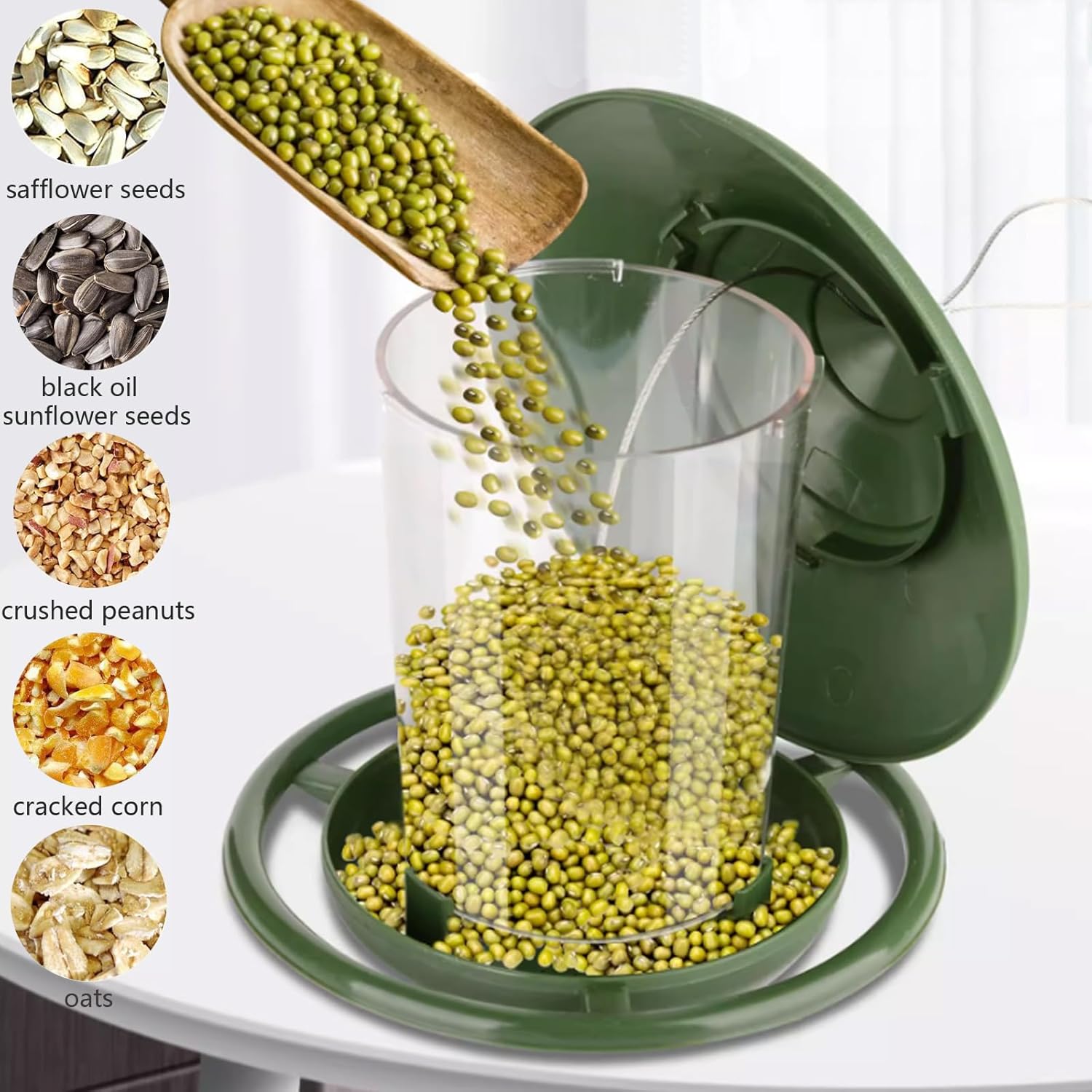 Bird feeder house, hanging food dispenser for wild birds, hanging bird feeding station to hang up, bird house with stand, weatherproof, garden decoration - Image 5