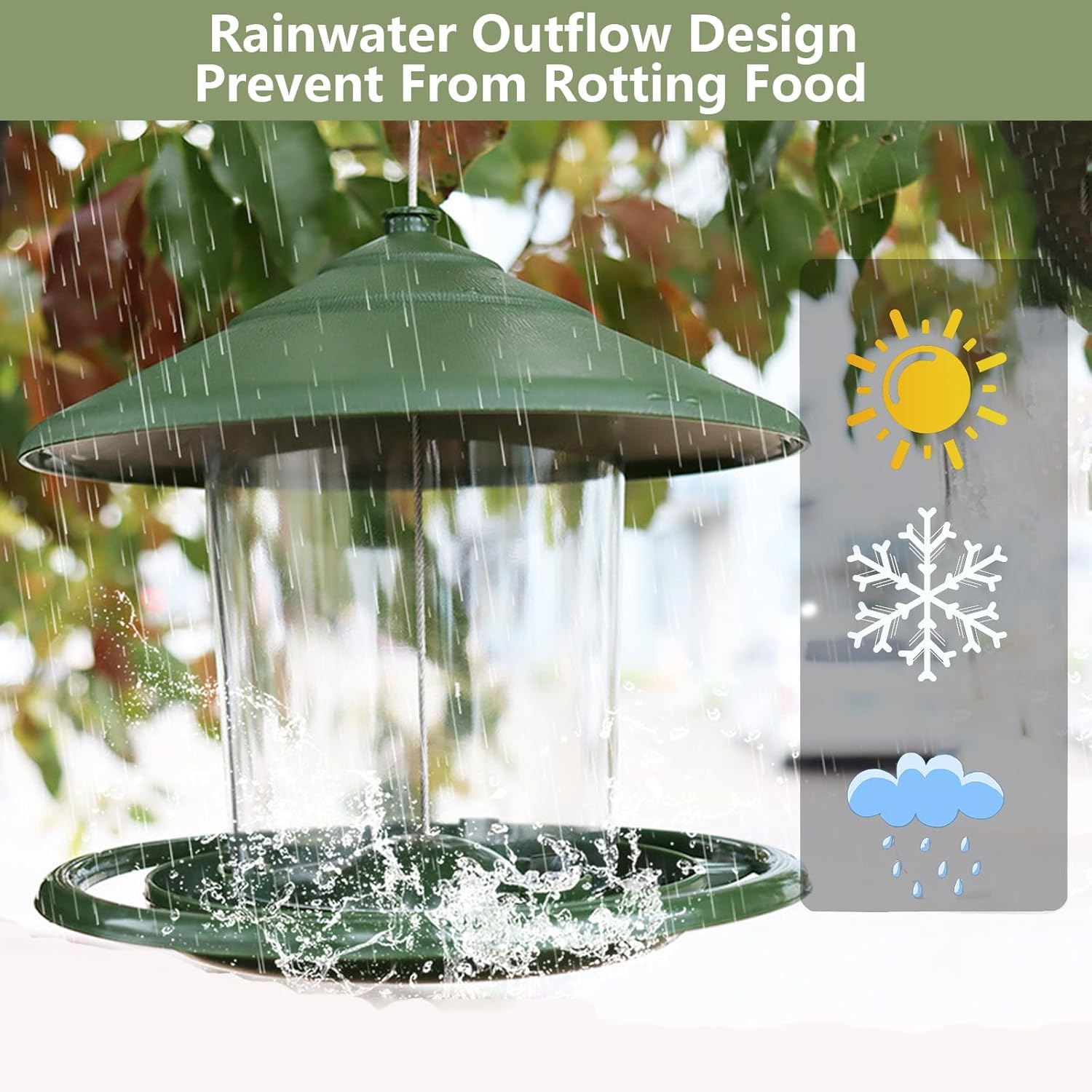 Bird feeder house, hanging food dispenser for wild birds, hanging bird feeding station to hang up, bird house with stand, weatherproof, garden decoration - Image 7