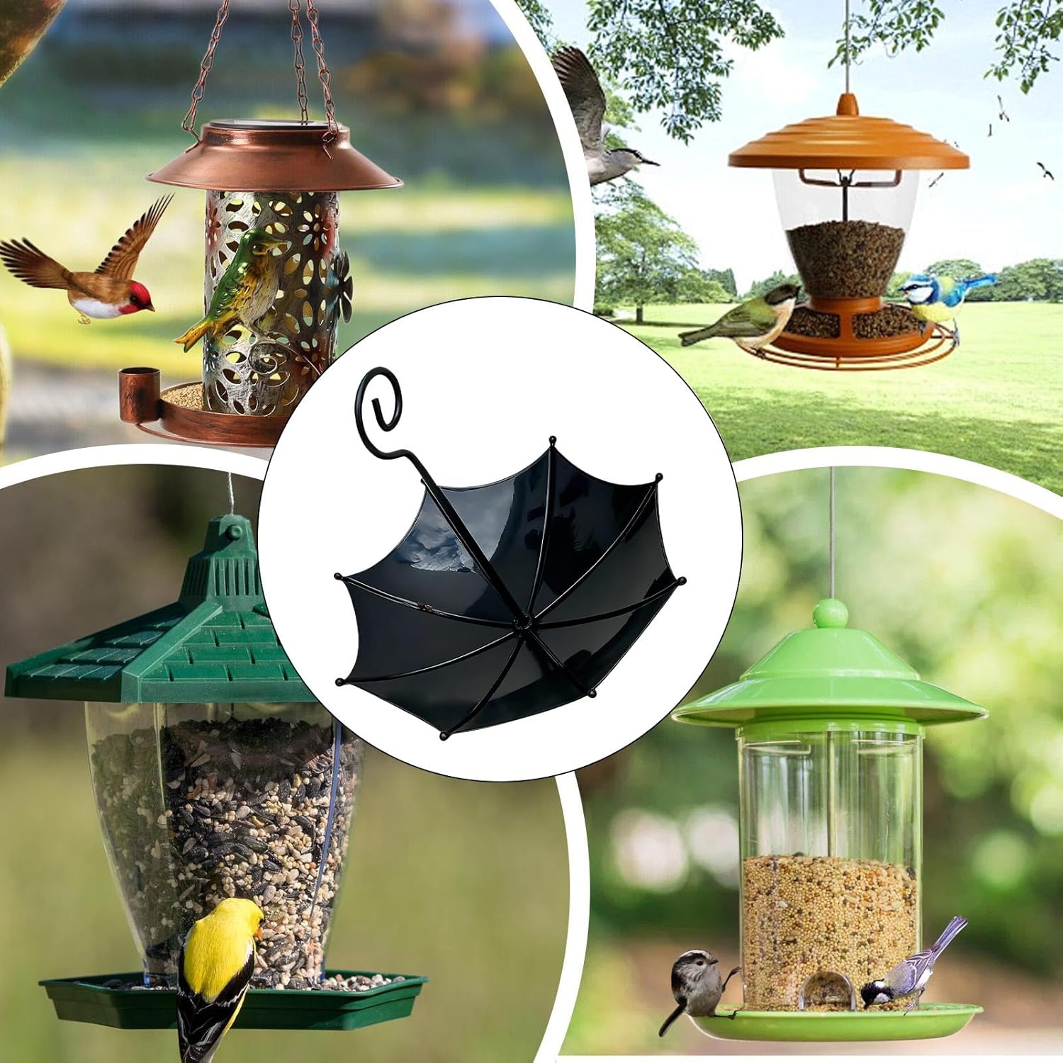 Bird feeder house, 18 x 16.5 cm, protection for poultry, outer covers, small adjustable height cover, bird feeding station for garden, balcony, rain shelter - Image 3