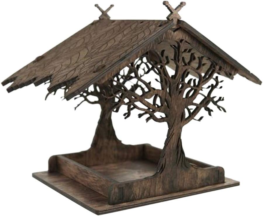 Vogelhuisje, wooden birdhouse, feeding stations, creative bird feeders, hanging bird food dispenser, wild birds, home, garden, courtyard, tree, decoration - Image 1
