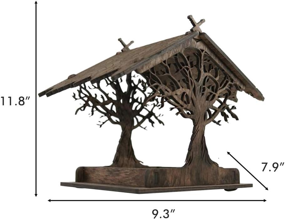 Vogelhuisje, wooden birdhouse, feeding stations, creative bird feeders, hanging bird food dispenser, wild birds, home, garden, courtyard, tree, decoration - Image 2