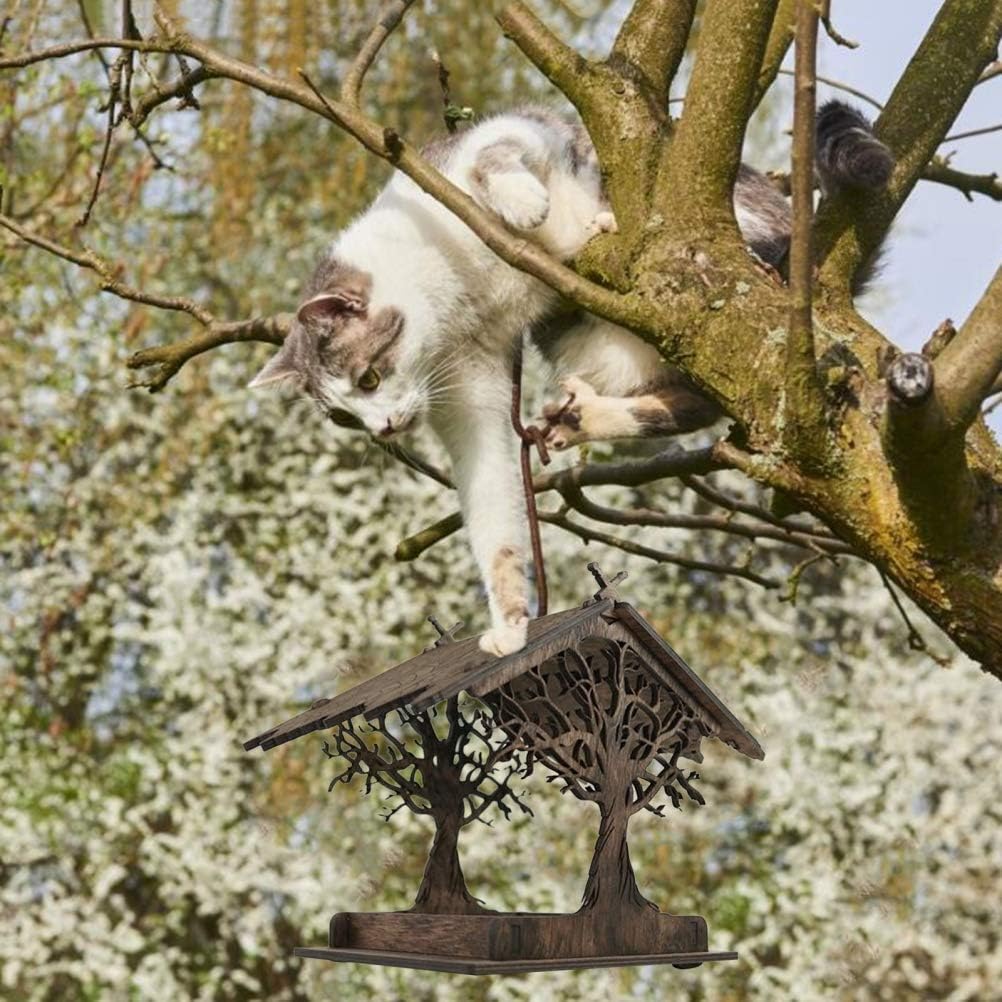 Vogelhuisje, wooden birdhouse, feeding stations, creative bird feeders, hanging bird food dispenser, wild birds, home, garden, courtyard, tree, decoration - Image 4