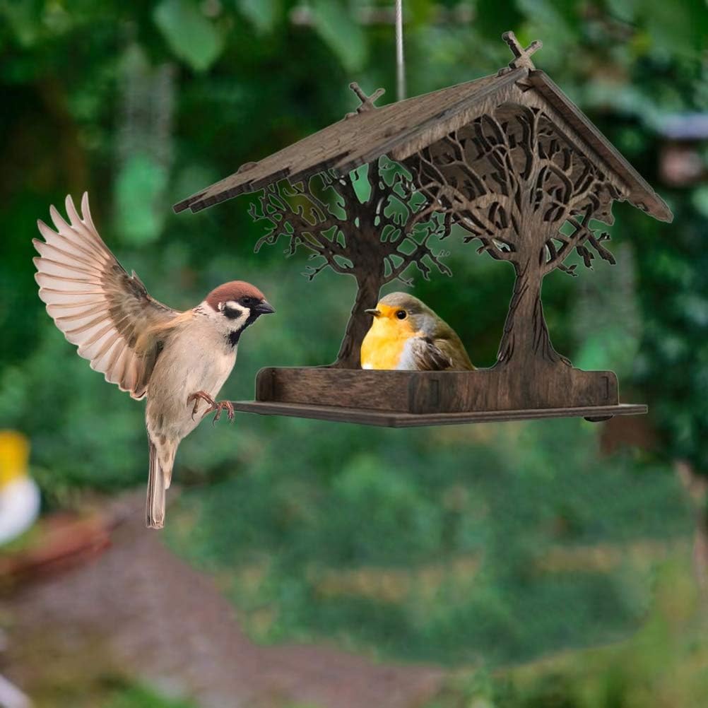 Vogelhuisje, wooden birdhouse, feeding stations, creative bird feeders, hanging bird food dispenser, wild birds, home, garden, courtyard, tree, decoration - Image 6