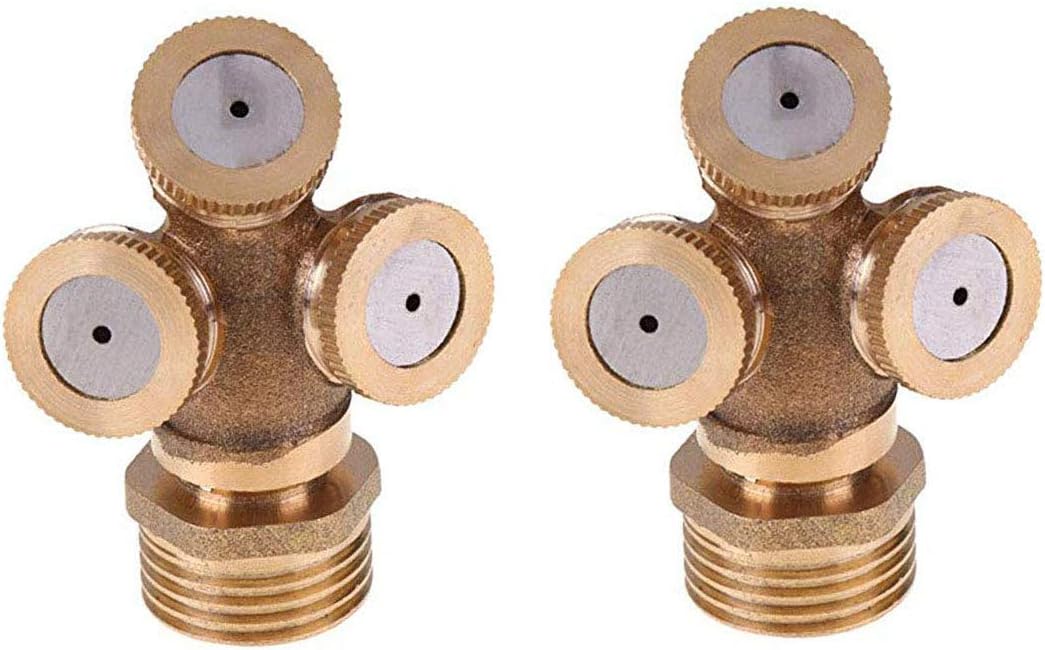 2 PCS 3 Hole Brass Atomizing Nozzle Mist Water, Brass Garden Spray Sprinkler for Gardening and Agriculture - Image 1