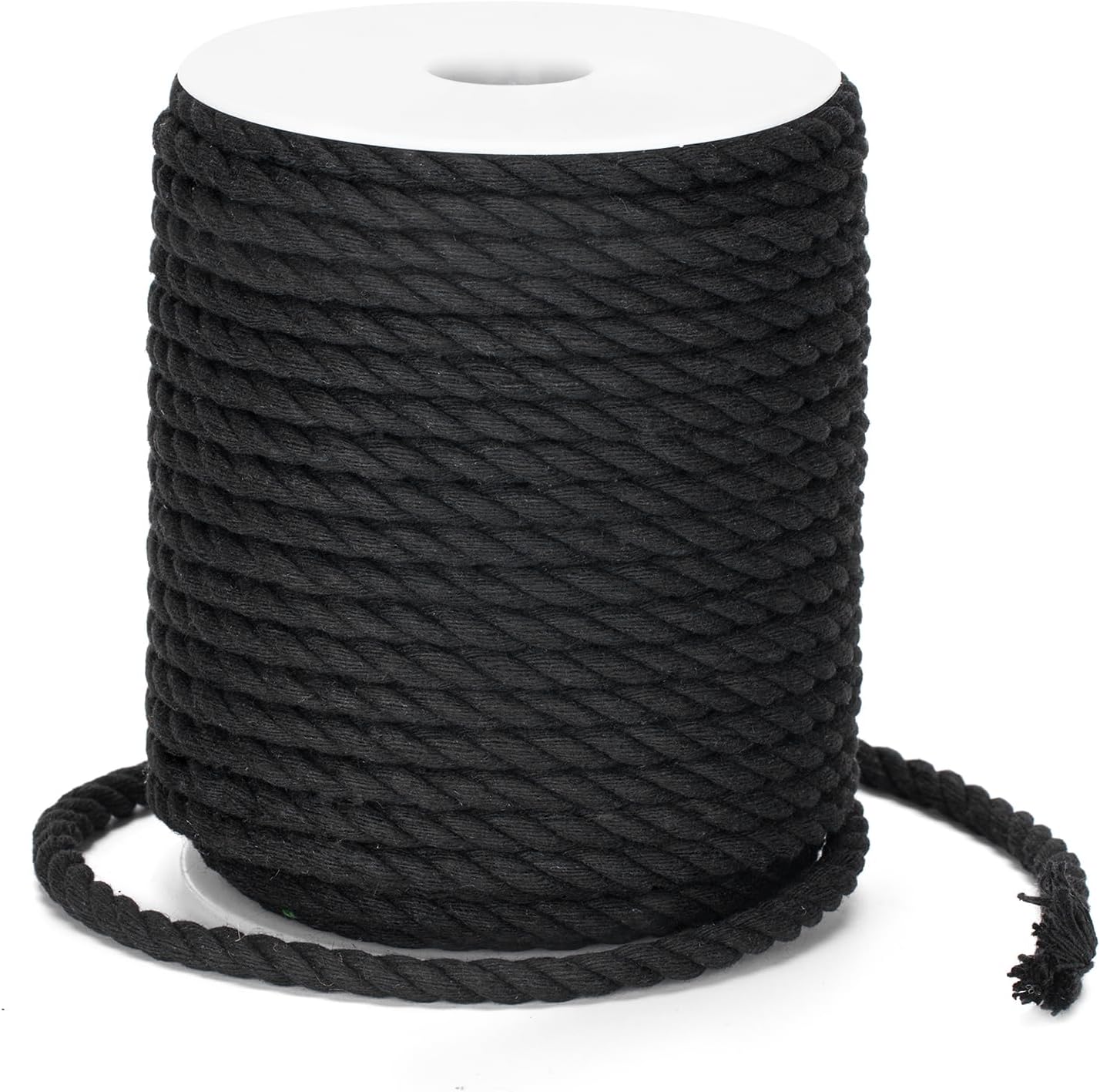 Petluno Macramé Cord 6 mm, 30 m Black Cotton Rope Thick for Crafting, Wall Hangings, Plant Hangers, Knitting, Gardening, Decoration Black 6mm 30m - Image 1