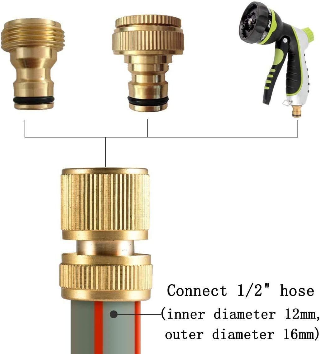 CT 2 st Brass Hose Connector Hose End Quick Coupling 1/2