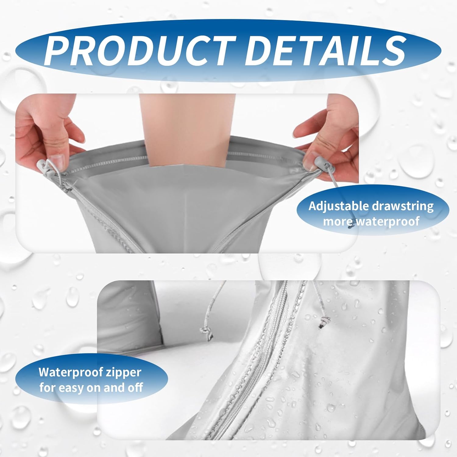 overshoes, waterproof, 4 reusable bike overshoes, anti-slip reinforcement with zip closure, can be worn anywhere, rain protection for shoes when cycling - Image 3