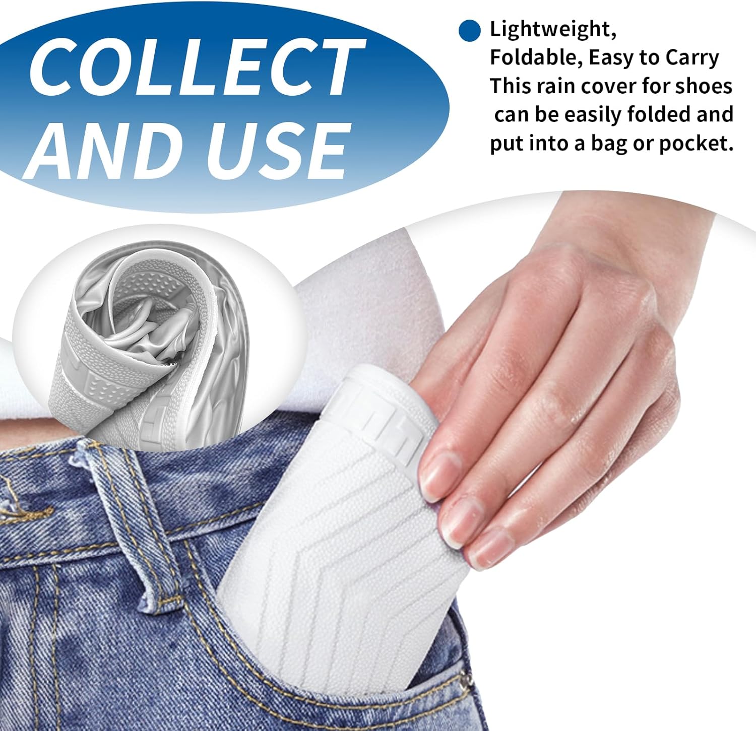 overshoes, waterproof, 4 reusable bike overshoes, anti-slip reinforcement with zip closure, can be worn anywhere, rain protection for shoes when cycling - Image 6