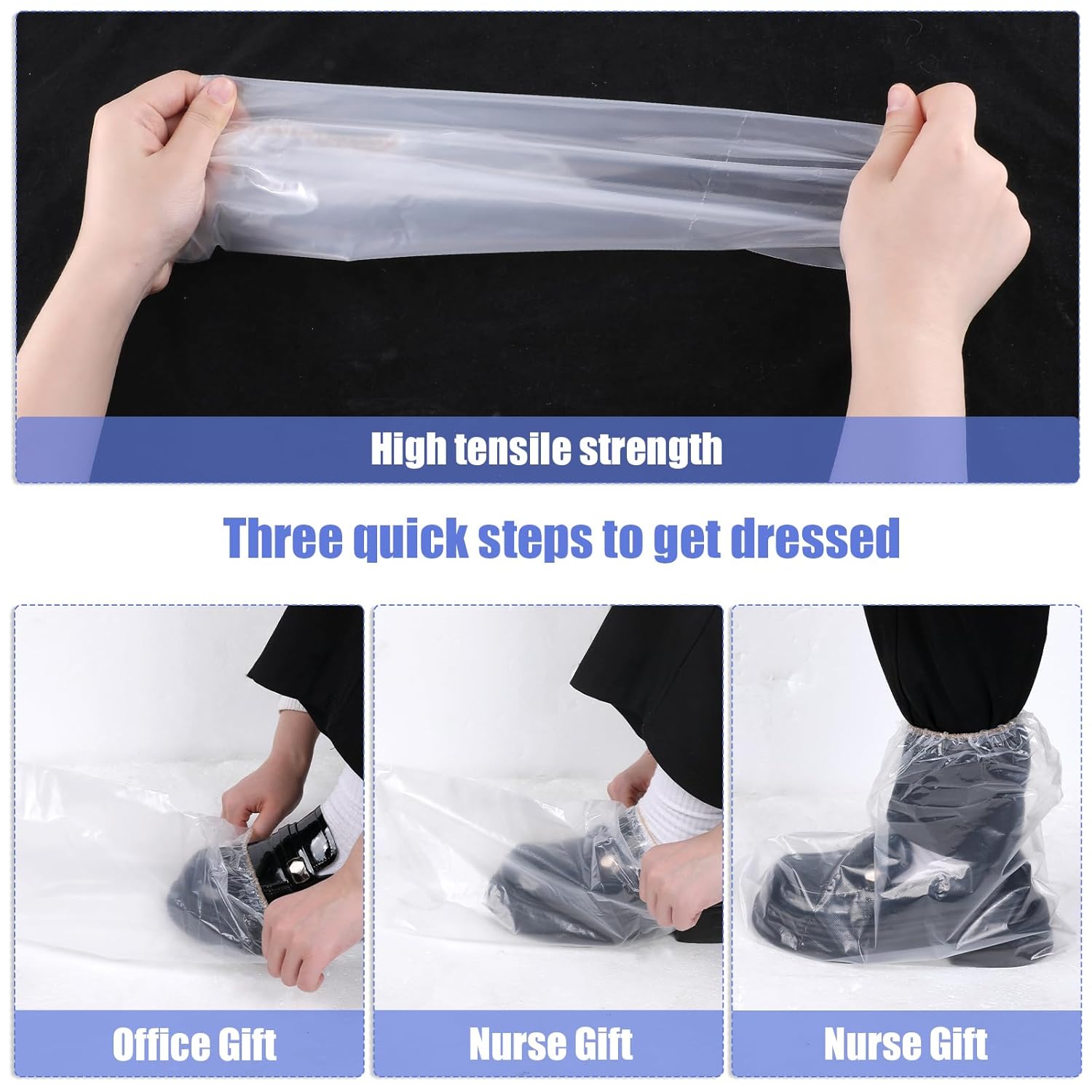 10 pairs of waterproof rain shoe covers with elastic bands, disposable shoe covers for men and women, transparent waterproof anti-slip shoe covers for outdoor camping - Image 3