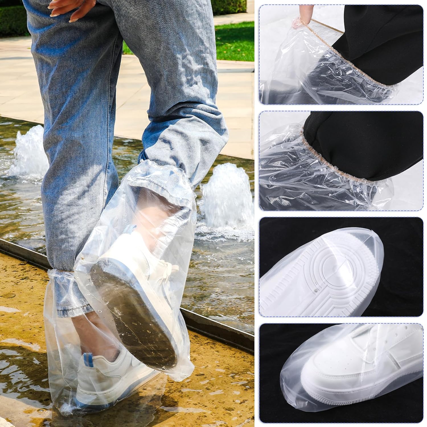 10 pairs of waterproof rain shoe covers with elastic bands, disposable shoe covers for men and women, transparent waterproof anti-slip shoe covers for outdoor camping - Image 4