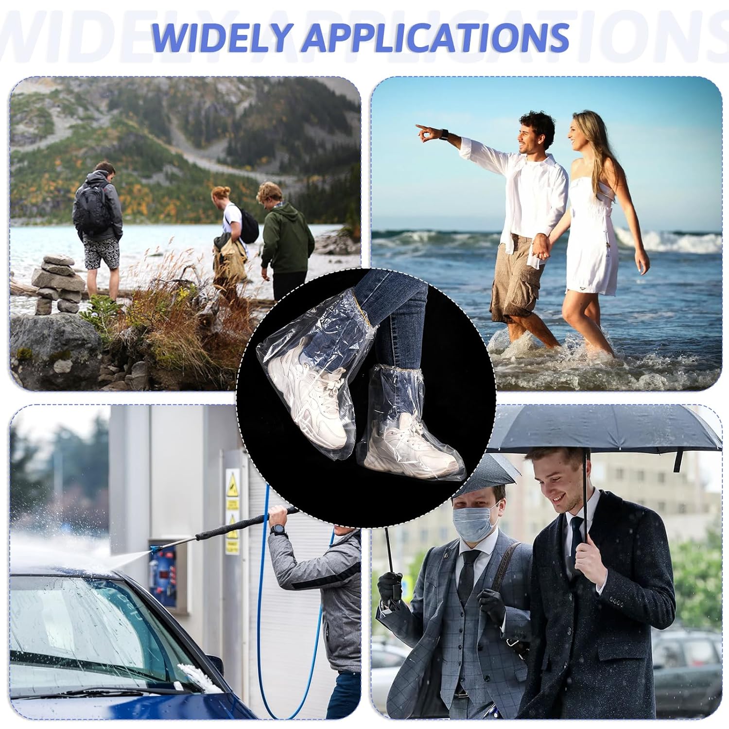 10 pairs of waterproof rain shoe covers with elastic bands, disposable shoe covers for men and women, transparent waterproof anti-slip shoe covers for outdoor camping - Image 7