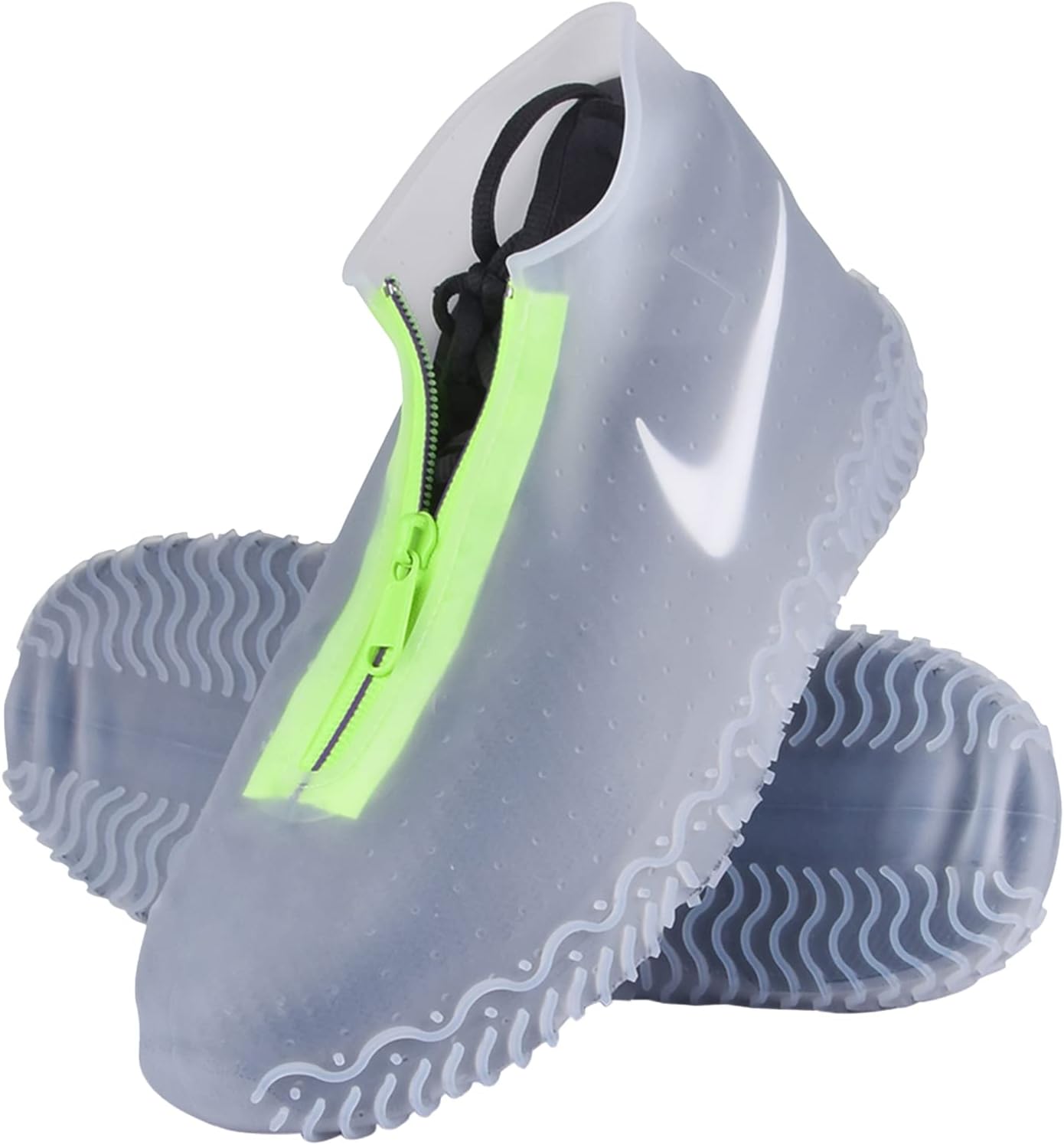 Silicone overshoes, waterproof shoe covers, reusable anti-slip suitable for rain, snow, rough beaches and narrow paths transparent L (39--42) - Image 1