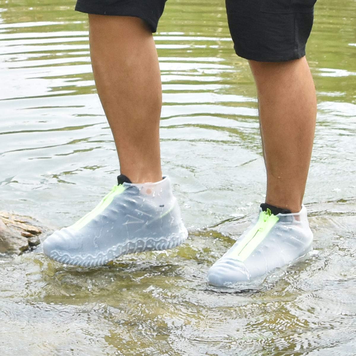 Silicone overshoes, waterproof shoe covers, reusable anti-slip suitable for rain, snow, rough beaches and narrow paths transparent L (39--42) - Image 2