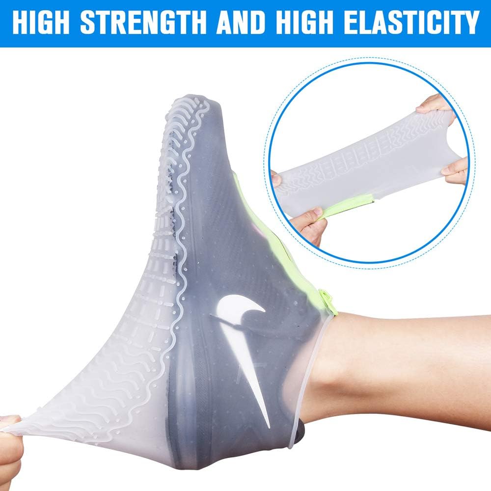 Silicone overshoes, waterproof shoe covers, reusable anti-slip suitable for rain, snow, rough beaches and narrow paths transparent L (39--42) - Image 3