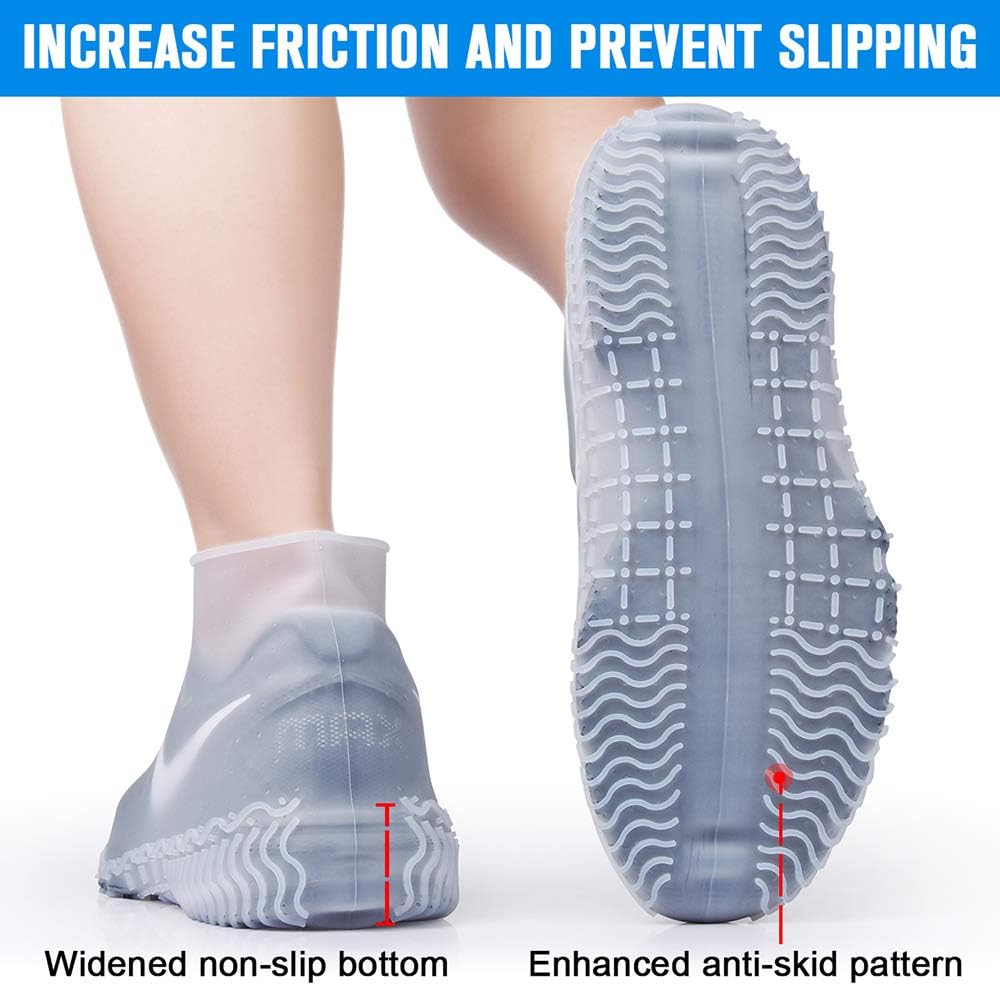 Silicone overshoes, waterproof shoe covers, reusable anti-slip suitable for rain, snow, rough beaches and narrow paths transparent L (39--42) - Image 4