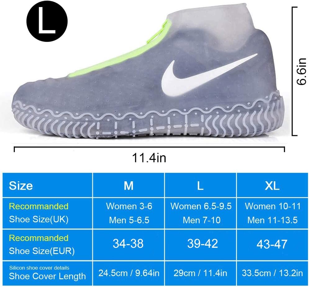 Silicone overshoes, waterproof shoe covers, reusable anti-slip suitable for rain, snow, rough beaches and narrow paths transparent L (39--42) - Image 5