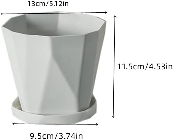 Flower pot, set of 3 flower pots, diameter 13 cm, with plastic saucer, round plant pot, weather-resistant, large flower pots A - Image 2