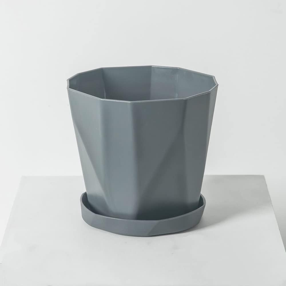 Flower pot, set of 3 flower pots, diameter 13 cm, with plastic saucer, round plant pot, weather-resistant, large flower pots A - Image 3