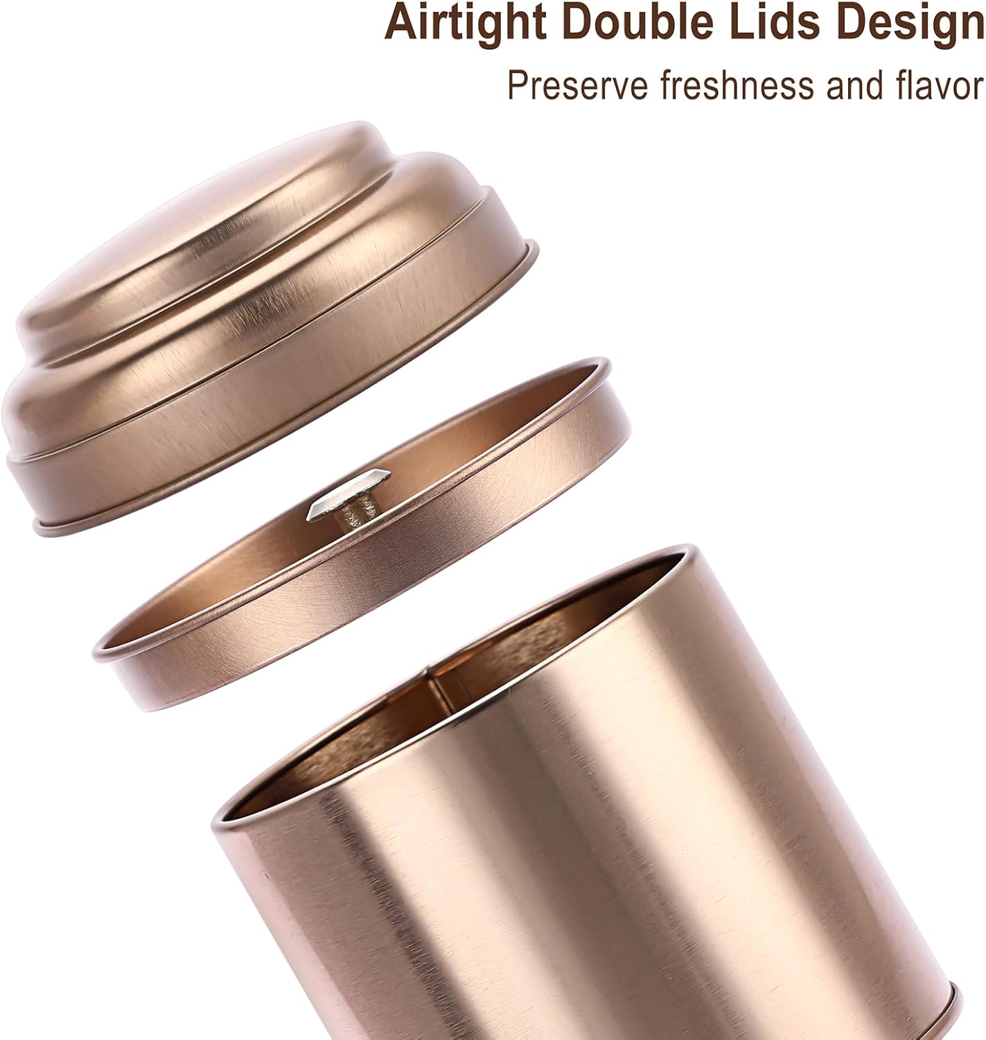 Petluno Set of 6 Loose Leaf Tea Tins 227ml Metal Nut Storage Jars Airtight Containers Kitchen Spice Jars, Food Tin for Tea, Coffee, Biscuits, Sugar - Image 4