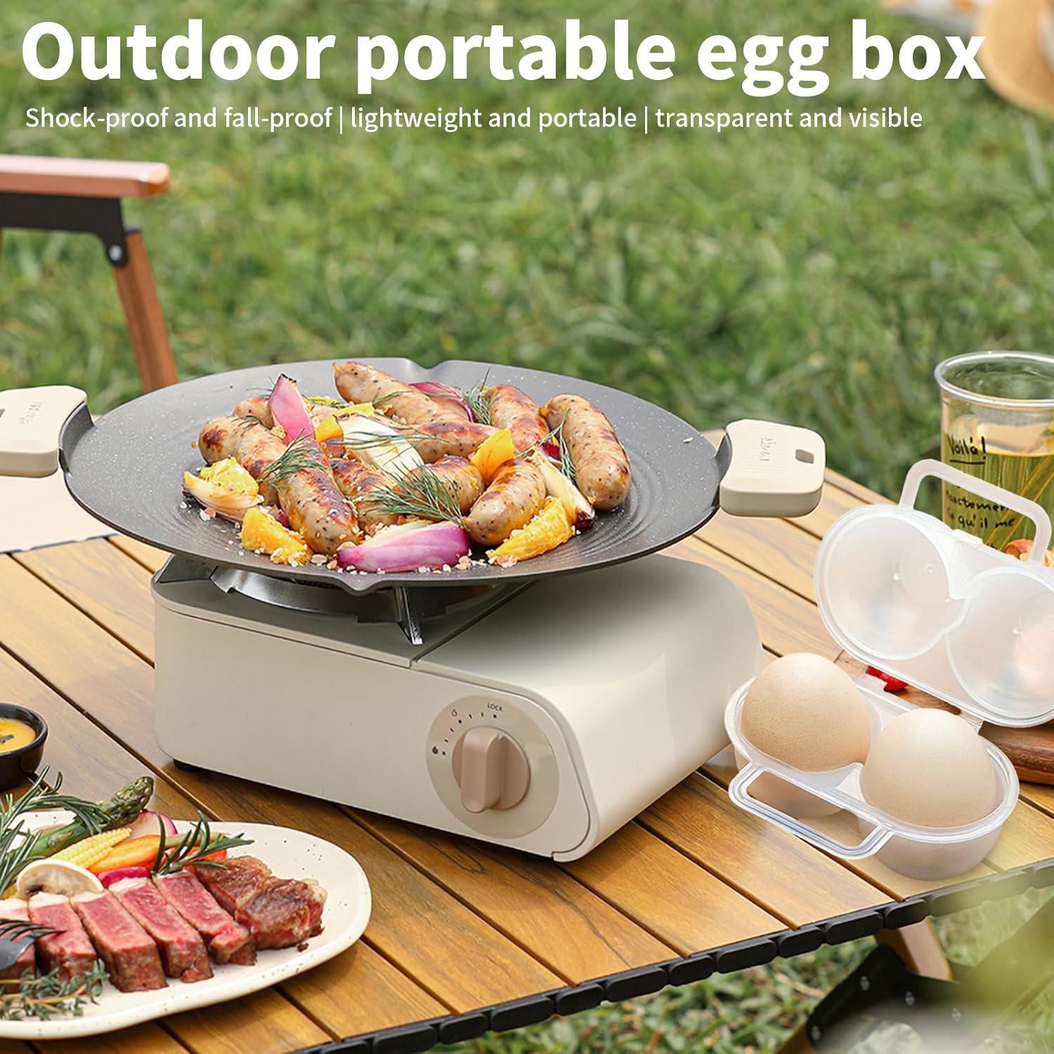 3 pieces egg holders for 2 eggs, egg box, portable egg case with carabiner, egg holder, plastic, transparent, refrigerator, kitchen, outdoor, picnic, camping - Image 6