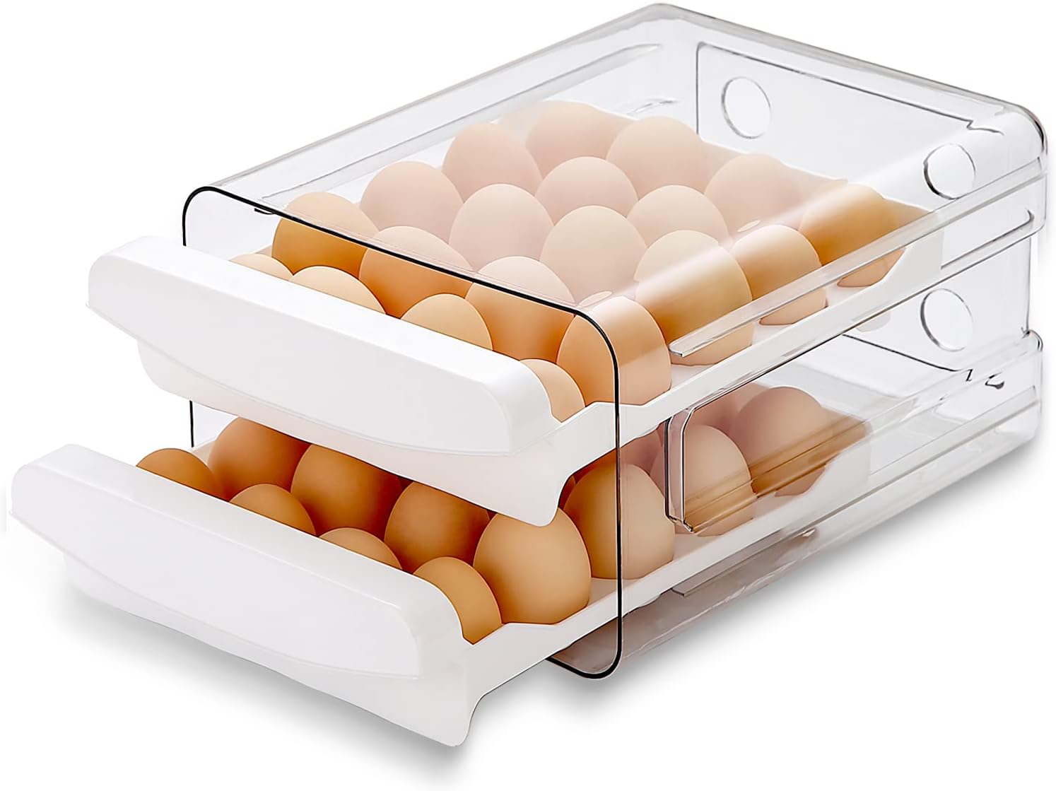Petluno Egg Container for Fridge, 40 Grid/2 Tier Egg Holder, Fresh Egg Storage Box, Egg Tray and Egg Storage, Clear Plastic - Image 1